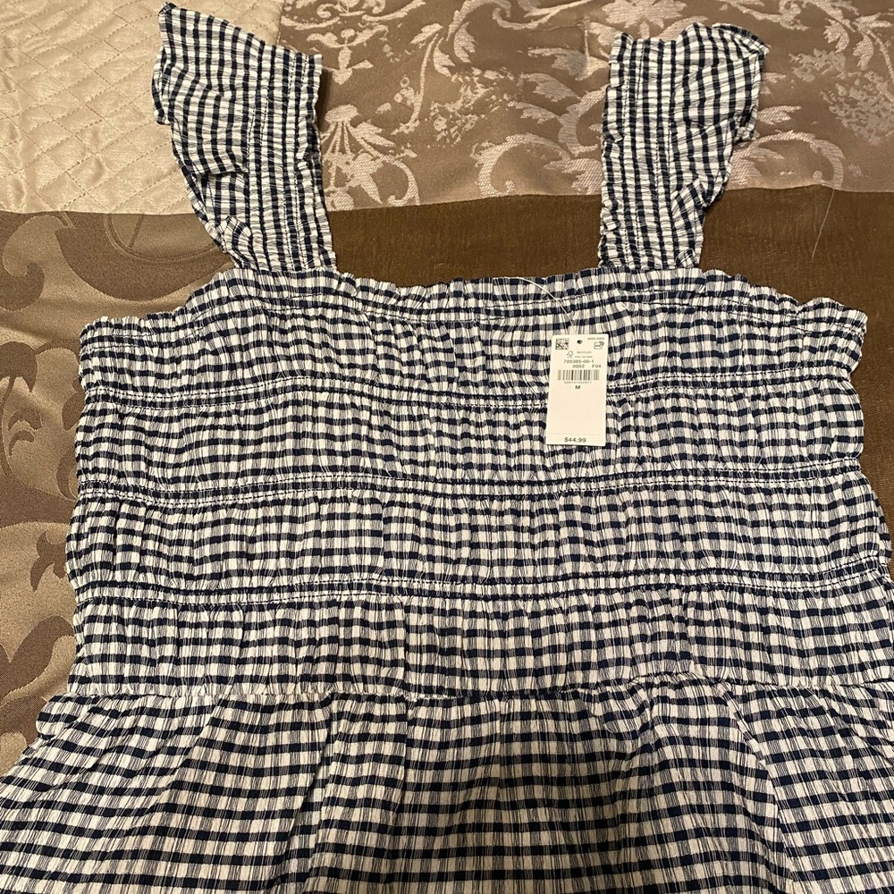Old Navy Blue and White Gingham Midi Dress - Picture 3 of 4